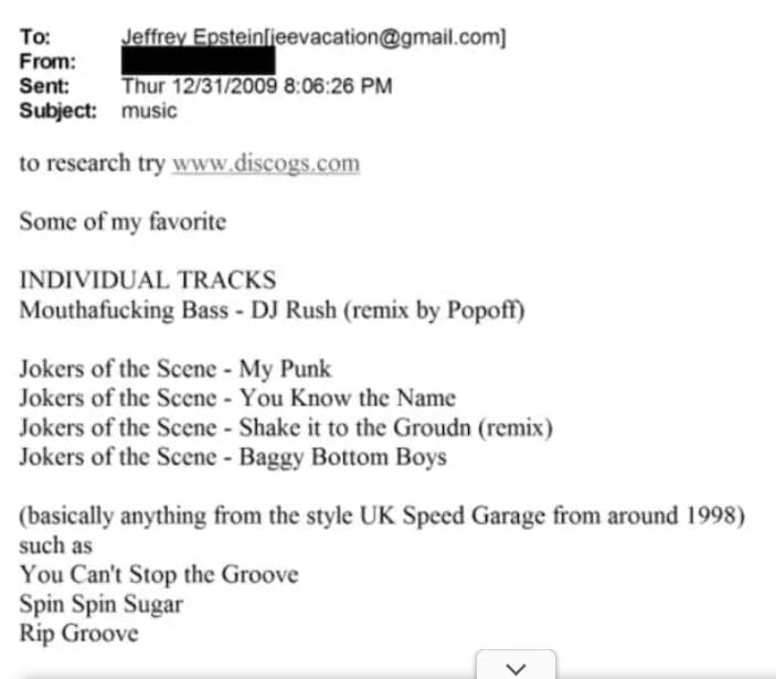 En los ‘Archivos Epstein’ salen DJ Rush, Gigolo Records y Drumcode